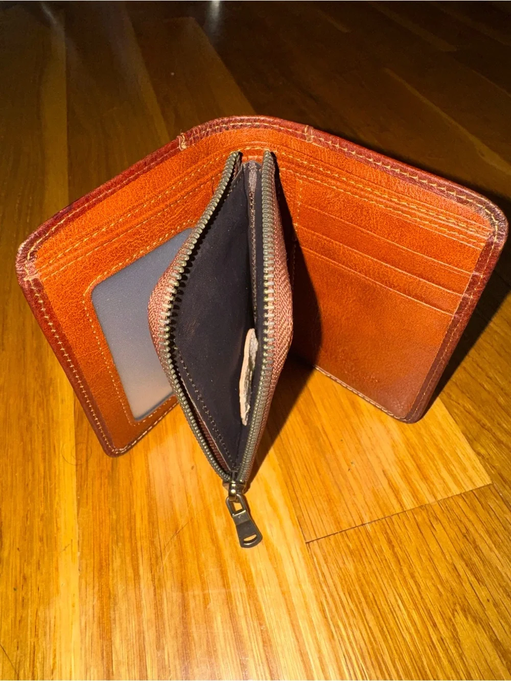 Handcrafted Tan Leather Bifold Wallet by